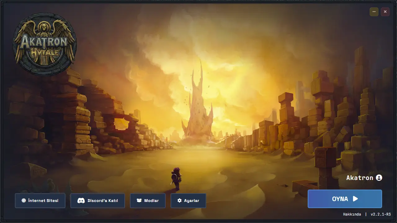 Akatron Online Hytale Launcher Arayüz Önizlemesi